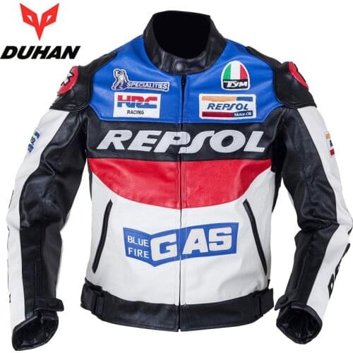DUHAN Motorcycle Riding Jacket Men Leather Jackets Motorcycle Protective Gear Jackets Motorbike Racing PU Leather Thermal Jacket