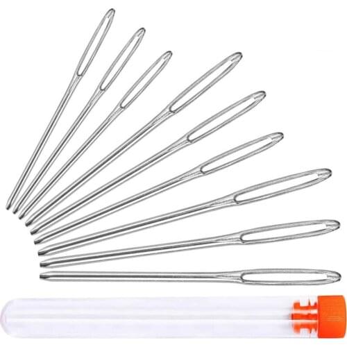 LMDZ 9PCS Large Eye Blunt Sewing Needles Sewing Stitch Needle Leather Needle Fabric Cross Stitch Needles Plastic Sewing Bottle