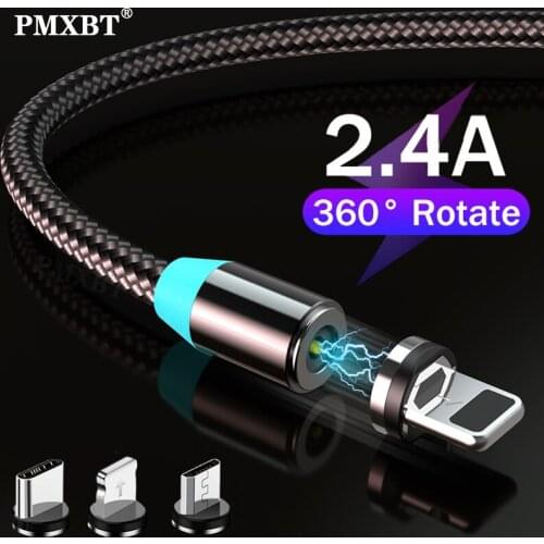 USB Magnetic Charging Cable Micro USB Type C Cable For iPhone Samsung Huawei Xiaomi Android Mobile Phone Charger LED Cord Wire