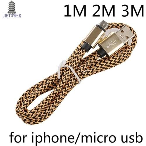 100pcs/lot Metal double color nylon woven twist wire usb data sync charger cable cord for samsung android phones/8pin for iphone