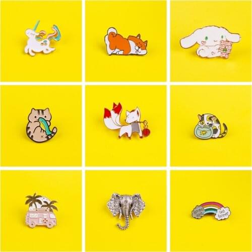 Kawaii Cartoon Pin Accessories Metal Badges For Clothes Anime Icon Enamel Pin Decorative Lapel Pin Bag Badge Gift Paired Jewelry