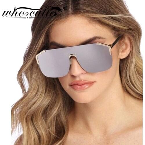 Trendy Futuristic Sunglasses Men Women Luxury Brand Design Oversized Shield Frame Mirror Lens Sun Glasses Shades Female S120