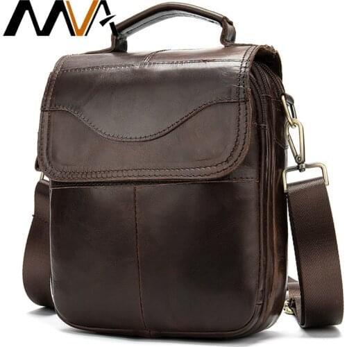 MVA Genuine Leather Mens Shoulder Bag Men Leather Crossbody Bags for Men Casual Man Handbag Small Flap Male Messenger Bag 8558