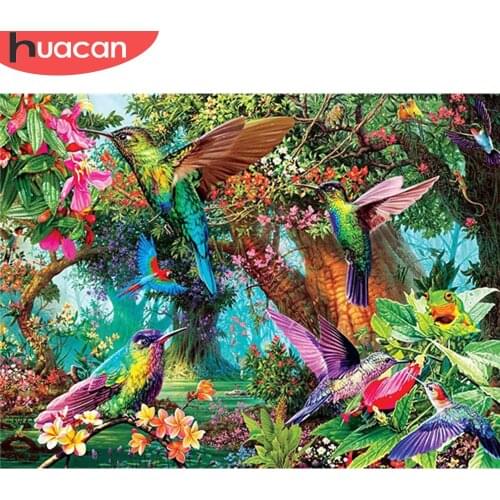 HUACAN Diamond Painting Animal Cross Stitch Kit Full Square Diamond Embroidery Bird Pictures Of Rhinestones Home Decor