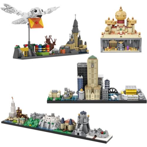 MOC Magic Space Wars Jurassic Skyline Building Blocks Kit Back To The Future Architecture Castle Edifice Bricks Toy For Children