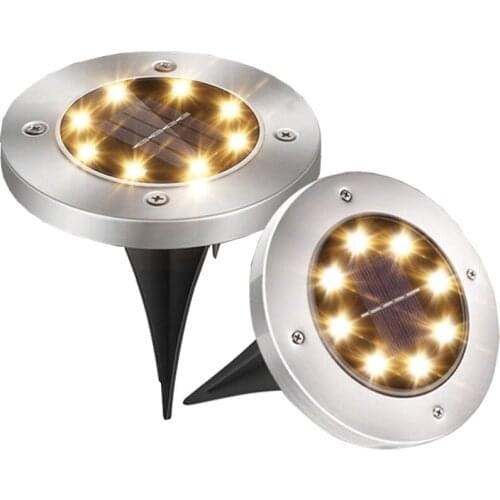 Solar Ground Lights 8 Led Solar Garden Light Outdoor Disk Lights Waterproof In-Ground Light for Lawn Patio Pathway Deck Walkway