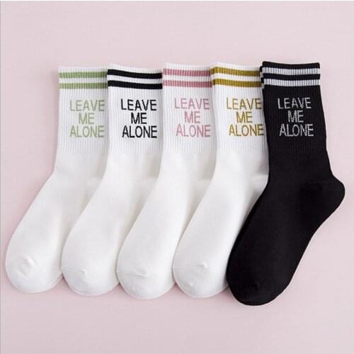 Womens Tube Socks Letter Pattern Cotton Breathable Long Socks Harajuku Fashion Sock Multicolors Casual Sock for Women