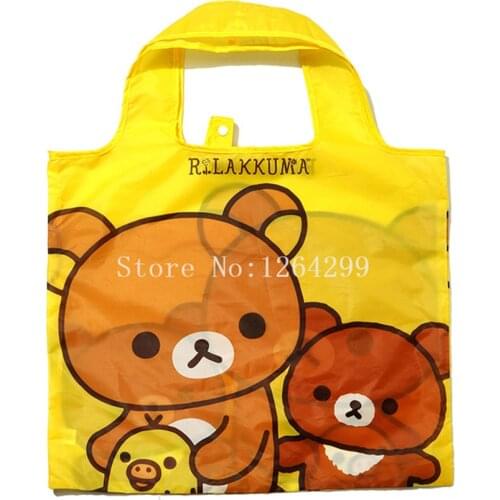 New Fashion Rilakkuma Woman Girls Big Nylon Folded Shopping Bags For Children