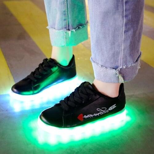 Nice New Usb Rechargeable Luminous with Lights for Women Men LED Shoes with Lighted up sole Adults lady Arrow diagram Black