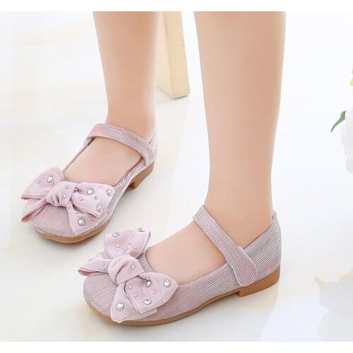 Princess shoes summer fashion butterfly-knot breathable girls flats shoes hook&loop kids shoes soft sole children shoes