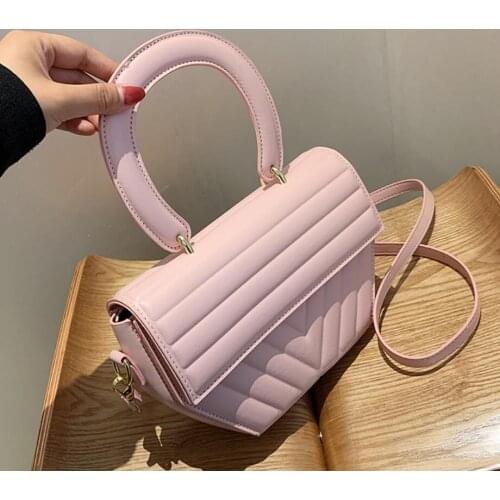 Solid Color Square Tote Bag 2021 Winter New High-quality PU Leather Womens Designer Handbag Luxury Brand Shoulder Messenger Bag