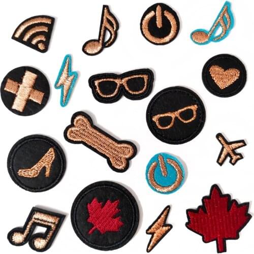 Glasses Aircraft Love Note Patches Clothe Embroidery Applique Sewing Supplies Decorative Badges Canada Maple Leaves Lightning