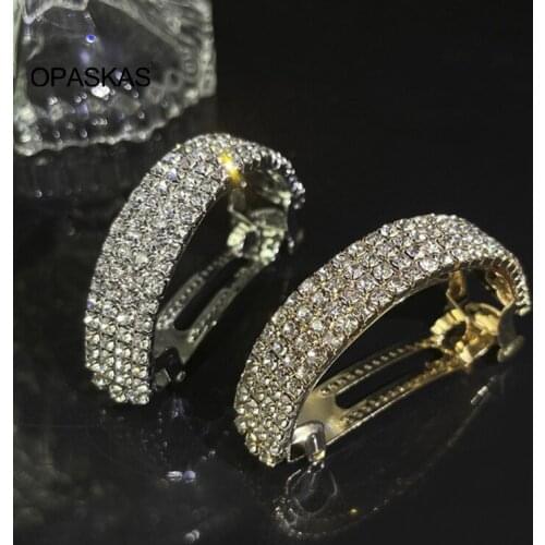 Half Round Shaped Hair Clip Full Rhinestone Inlaid Alloy Fashion Elegant Shiny Womens Accessories Gifts for Girls VL