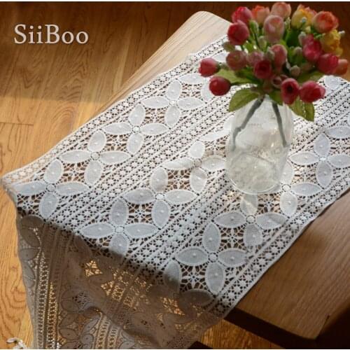 Hollow Four Leaf Clover embroidery lace table runners cover with tassel chemin de table tafelloper toalha caminho de mesa SP5654