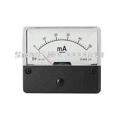 Rectangle Plastic Housing DC 0-50mA Panel Ammeter Gauge