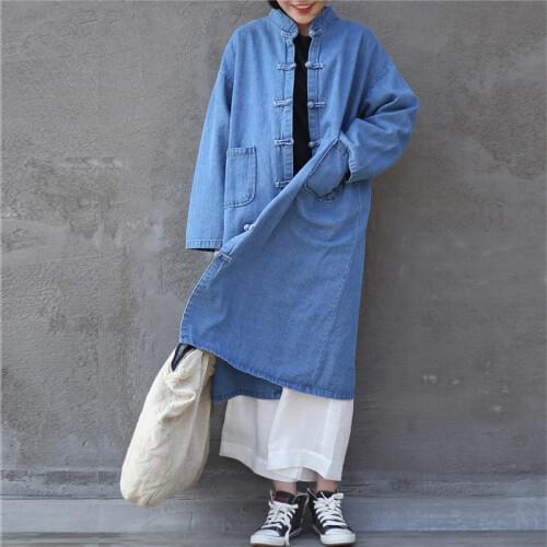 SCUWLINEN Women's Denim Trench Coats