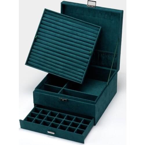 Jewelry Box Double Layer Large Capacity Vintage Lock European Style Wooden Earring Bracelet Jewelry Storage Box