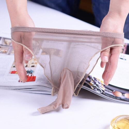 Sexy Men Ice Silk Low Rise COCK Ring U Convex Pouch G-string Thongs Sheer Seamless COCkring Sexy Brief Gay Wear Plus Size F10