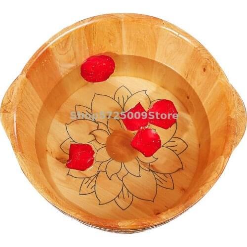 Foot Bath Bucket Wooden Bucket Foot Bath Bucket Wooden Bucket Foot Bath Bucket Massage Wooden Lotus Foot Bath Bucket
