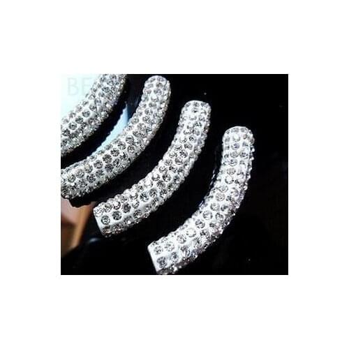 Dg35y White long bending tube beads best Wholesale hotsale DIY bead charms for bracelet crystal crystal