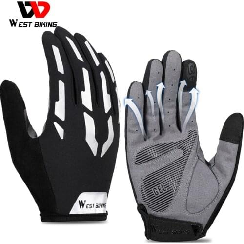 WEST BIKING Bike Sports Gloves Breathable Touch Screen Reflective Gloves Bicycle Motorcycle Non-slip Gloves Cycling Equipment