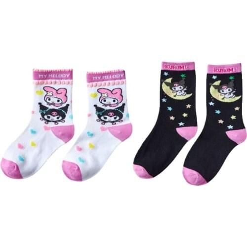 Japanese Women Girls Kawaii Cartoon Crew Socks Harajuku Lolita Cute Anime Colorful Little Devil Pattern Student Mid Tube Anklet