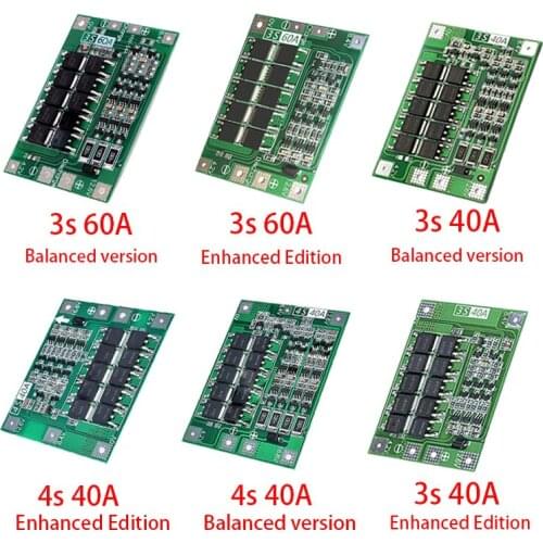 3S/4S 40A 60A Li-ion Lithium Battery Charger Protection Board 18650 BMS For Drill Motor 11.1V 12.6V/14.8V 16.8V Enhance/Balance
