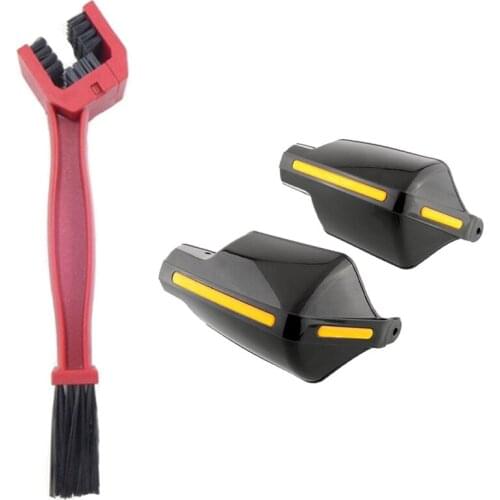 Cycling Motorcycle Bicycle Chain Crankset Brush with 1 Pair Motorcycle Hand Guards 7/8 Inch 22mm Handlebar Handguard