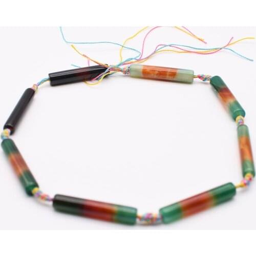 2strands/lot 39x8mm Natural smooth Multicolored cylinder agate beads, For DIY Necklace Jewelry Making Loose 15" Free Shipping