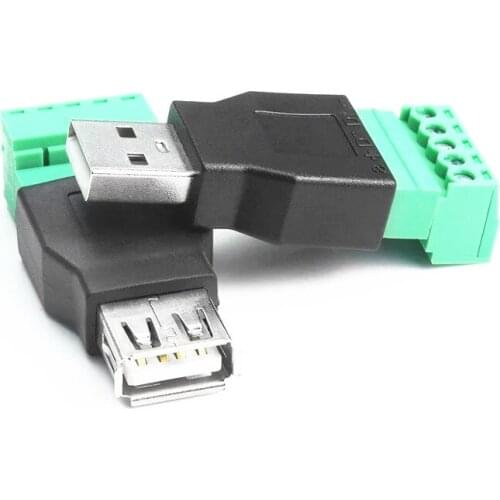 2pcs/Lot USB Male/Female to Screw 5pin Terminal Connector Adapter