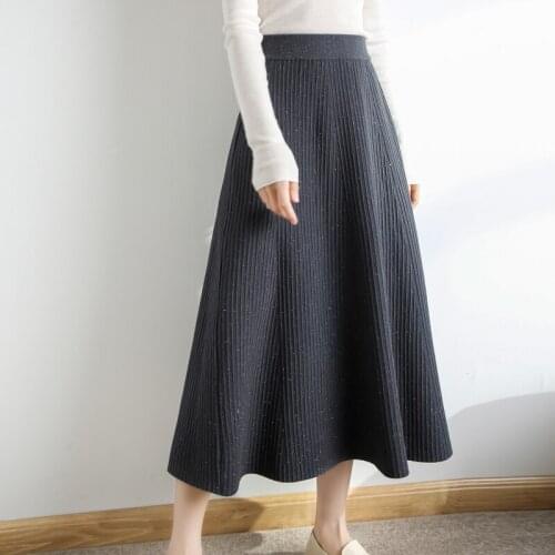 2021 women winter 100% Cashmere skirt knitted High Quality Long Female Warm