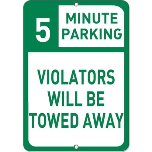 5 Minute Parking Violators Will Be Towed Away Parking Retro Metal Tin Sign Plaque Poster Wall Decor Art Shabby Chic Gift