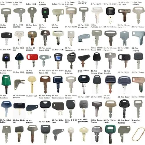 65 Construction Heavy Equipment Key for Terex,Genie,Kubota,Mitsubishi,Caterpillar,Case,Ford,Link-Belt,Sunward