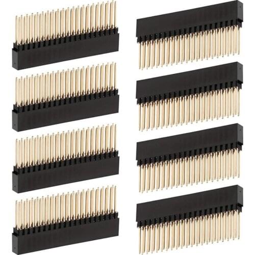 8PCS,2X20(40 Pin) Extra Tall Female 0.1 Inch Pitch Stacking Header for Raspberry Pi A+/B+/Pi 2/Pi 3 Extra Tall Header