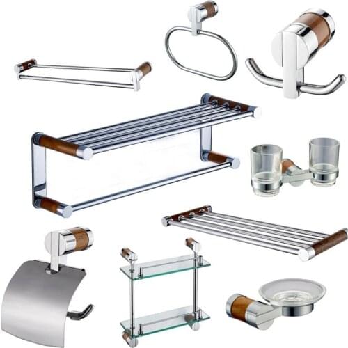 9pcs Brass marble Chrome towel bar rack towel ring Robe hook Toilet brush Toothbrush cup paper holder Bathroom accessories