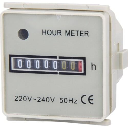 AC 220-240V 50HZ Digital Hour Meter Gauge Timer Counter Hourmeter Boat Motor