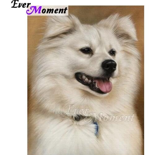 Ever Moment Diamond Painting White Dog Handmade Full Square Drill 5D DIY Picture Of Rhinestone Diamond Embroidery ASF1587