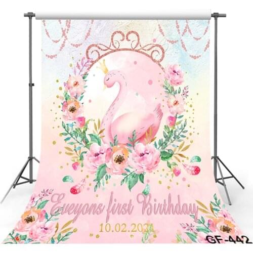 Baby Shower Girl Photo Background Pink Swan Flower Birthday Backdrop Party Wedding Photocall Photophone Photozone Props