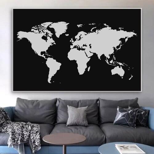 Black Gold World Map Canvas Painting Scandinavian Posters and Prints Cuadros Modern Wall Art Picture for Living Room Decor