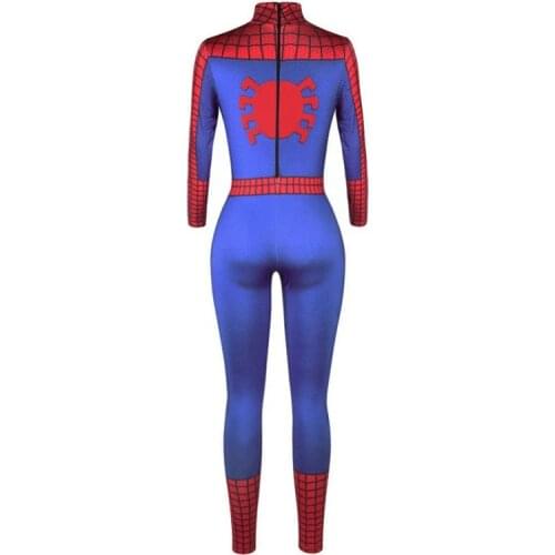 Women Cosplay Party Fancy Outfit Carnival Catsuit for Lady Halloween Spider Cobweb Costume Jumpsuit Catsuit Adult