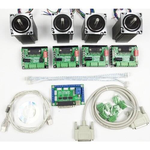CNC Router Kit 4 Axis, 4pcs 1 axis TB6560 driver +one interface board + 4pcs Nema23 270 Oz-in stepper motor + one power supply