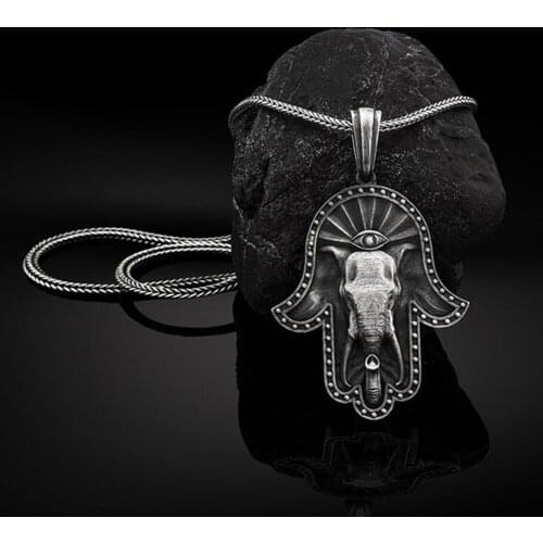 Hip Hop Hand of Fatima Pendant Necklace ins Style Personality Evil Eye Hamsa Pendant Chain Necklace Accessories