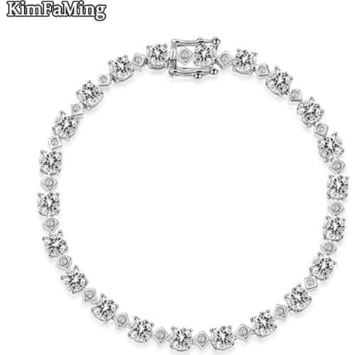 Exquisite Women Real Silver Bracelets Clear Shining Zirconia Sterling Fine Jewellry Accessories Precious Birthday Gift B040