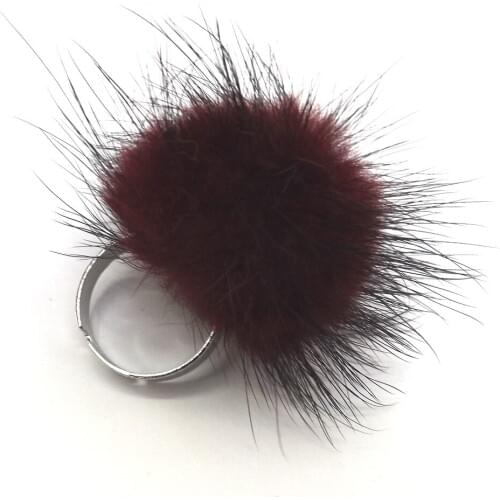 Cute Korean Style Dark Red Villus Rings Adjustable Soft Fluff Bague For Ladies 50pcs/lot