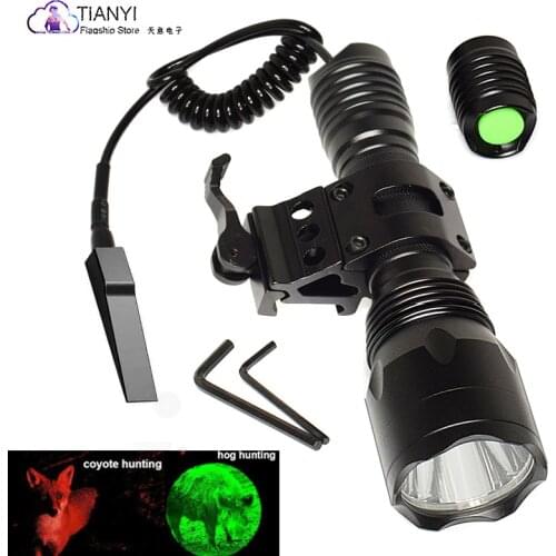 Concentrating far-ray control tactical multifunction flashlight Tactical Hunting Flashlight Torch Battery Red/Green/White Light