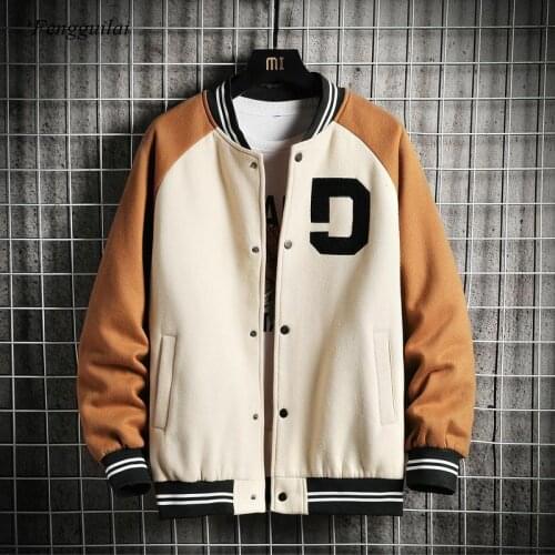 2021 Mens Hip-Hop Baseball Uniform Fashion Solid Color Stitching Jacket Japanese Street Casual Autumn Spring