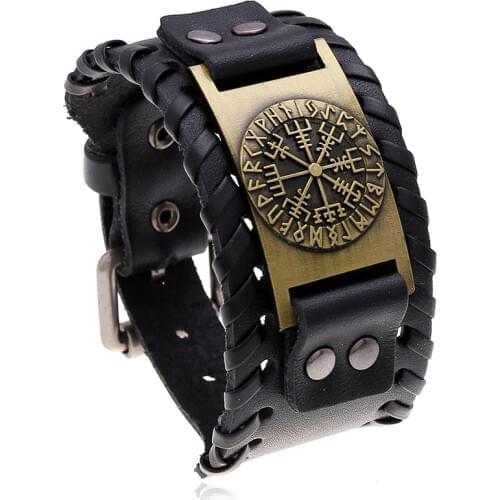 Jessingshow Vintage Punk Genuine Leather Bracelet Bangle for Men Handmade Leather Wristband Motorcycle Bracelets Male Jewelry