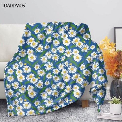 TOADDMOS Daisy Floral Print Soft Fleece Blanket Office Sofa Nap Warm Blanket Comfort Bed Thin Quilt for Kids Adults Home Bedding