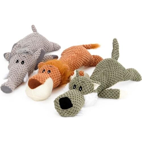 Mylb Pet Toy Animal Shape Lion Elephant Sound Chew Three Colors Interactive Toys