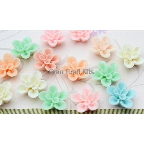 Set of 50 pcs big mixed adorable pastel resin flower Cabochon Cabs 25mm kitsch kawaii